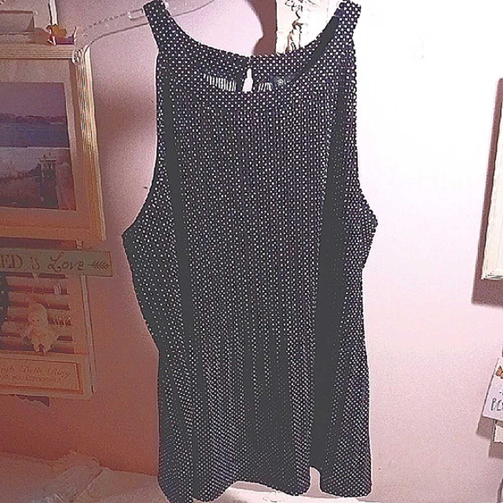 Adrianna Papel ⚜️ Black Polka Dot Sleeveless Top XL